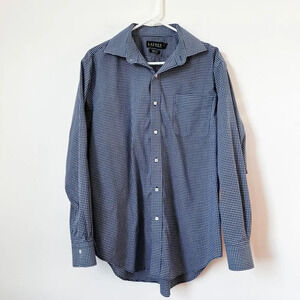 Lauren Ralph Lauren Classic Fit No Iron Blue White Plaid Button Up 17 34/35